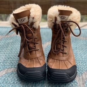 UGG ADIRONDACK II SNOW BOOT TAN LEATHER SIZE 9